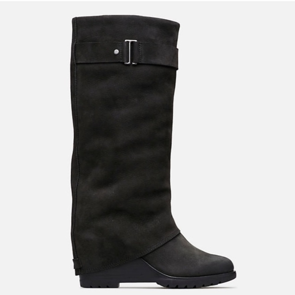 New Sorel After Hours Tall Wedge Boots in Black